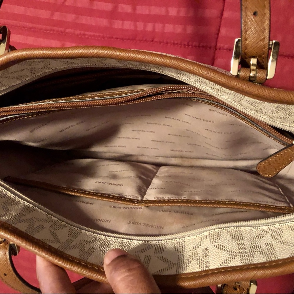Michael Kors Beige and Brown Signature Tote - Picture 7 of 8